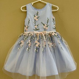 Pippa & Julie, 3T, Blue Dress with pink flowers